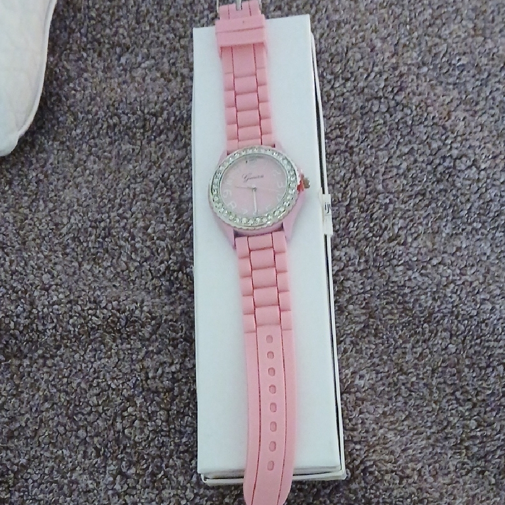 Pink Geneva Watch with Rhinestone Bezel - Picture 4 of 4